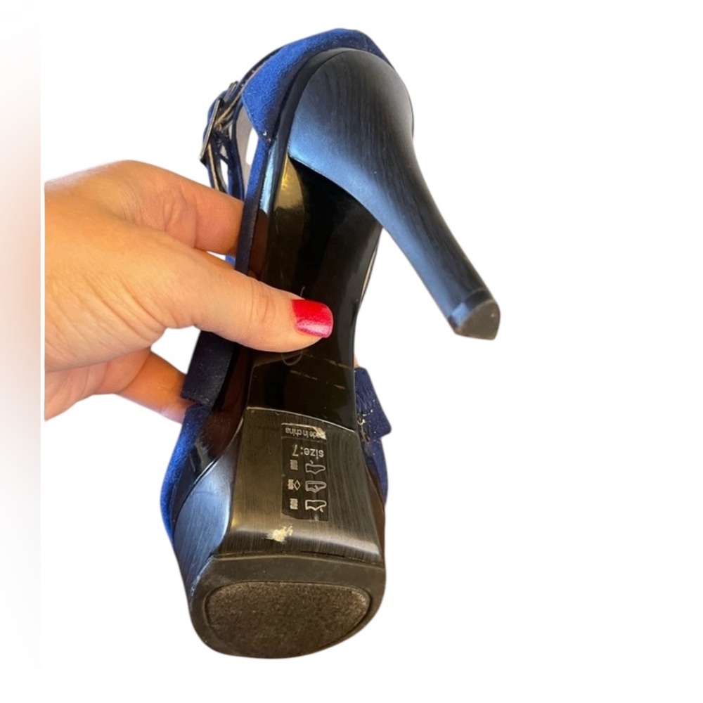 Michael Antonio heels size 7 navy blue stiletto open-toe heels sandals‎ 💙 - Picture 5 of 8